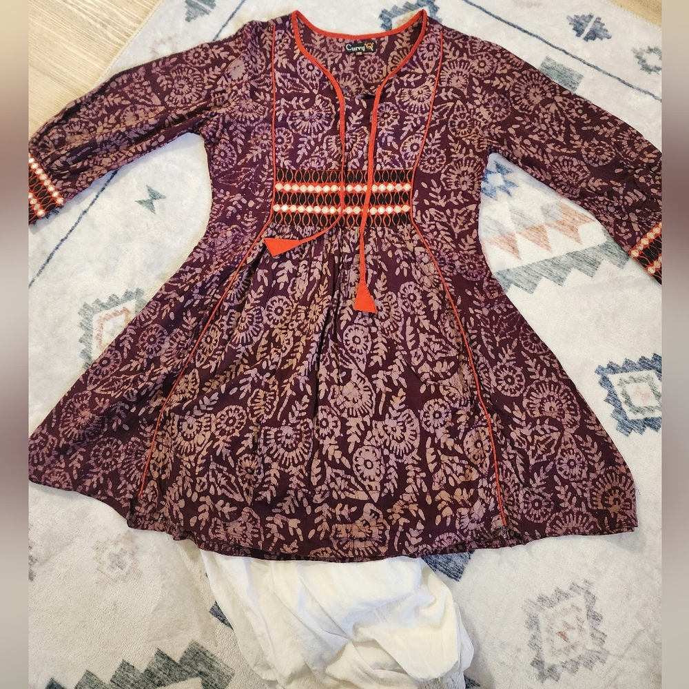 2 Piece Cotton Stylish Indian Dhoti-kurti Set(small Size,34 Bust)